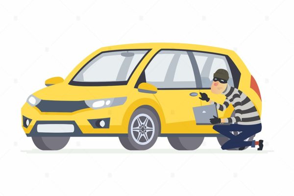 偷车贼卡通人物矢量插画蚂蚁素材精选素材 Car thief – cartoon people character illustration