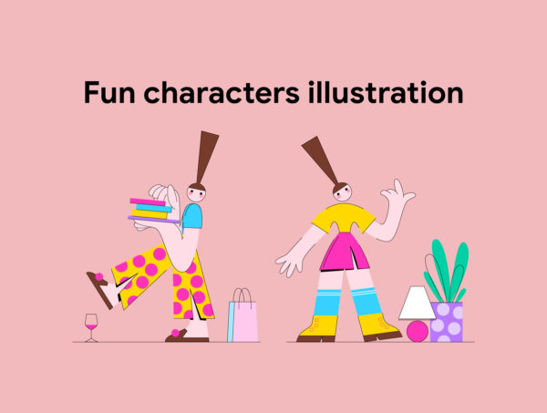 第一素材下午茶：10个明亮多彩有趣的人物插画