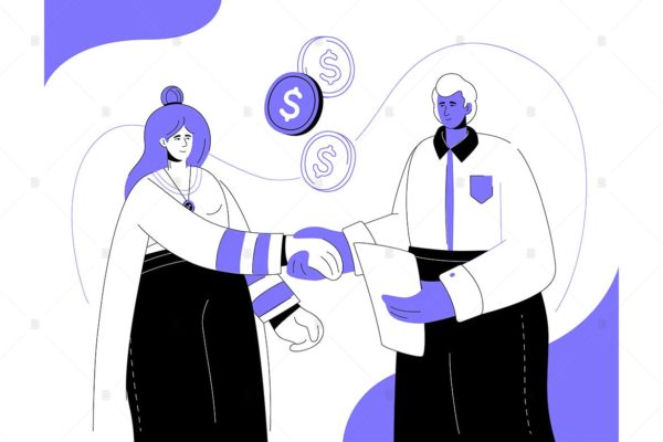 财务关系扁平设计风格矢量插画蚂蚁素材精选 Financial relations – flat design illustration