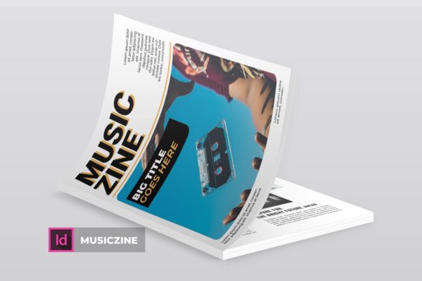 音乐主题专业第一素材精选杂志排版设计INDD模板 Musiczine | Magazine Template