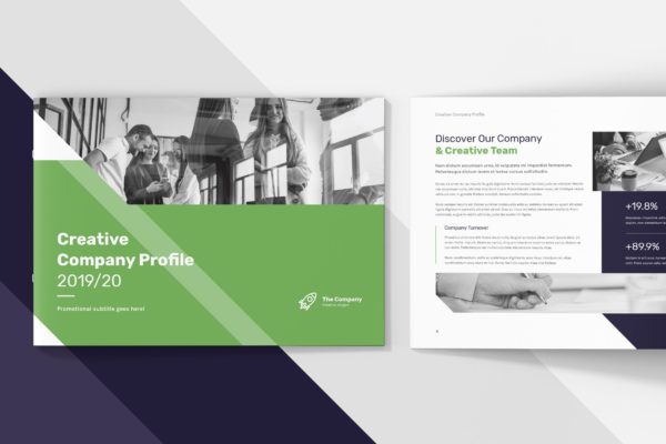 创意多用途横版设计风格企业公司画册排版设计模板 Creative Multipurpose Company Profile Landscape