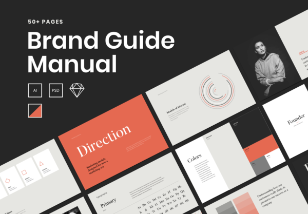 第一素材下午茶：时尚现代的品牌指南手册模板[AI,Sketch]
