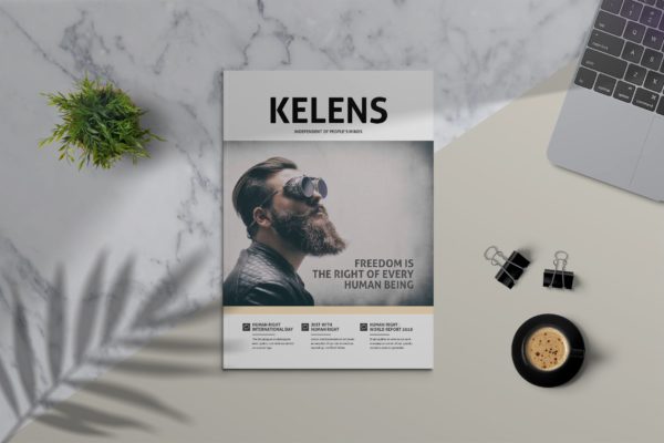北欧简约风格蚂蚁素材精选杂志设计模板 KELENS – Clean Magazine Template