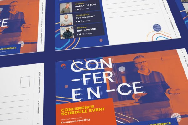 学术/行业会议主题明信片设计PSD模板 Conference Postcard PSD Template