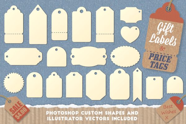 礼品标签和价格标签矢量图形素材 Gift Tag and Price Label Shapes