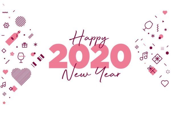 2020新年贺卡矢量蚂蚁素材精选模板v8 Happy New Year 2020 greeting card