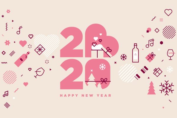 2020新年贺卡矢量蚂蚁素材精选模板v7 Happy New Year 2020 greeting card