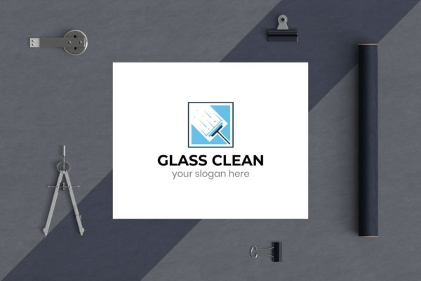 玻璃清洁服务Logo设计第一素材精选模板 Glass Clean Business Logo Template