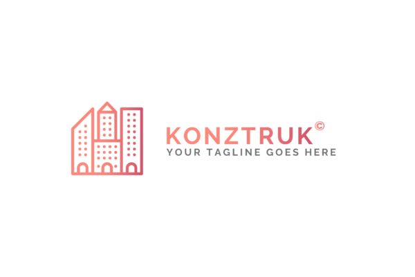 建筑几何图形建筑类Logo设计第一素材精选模板 Konztruk – Architecture Logo Template