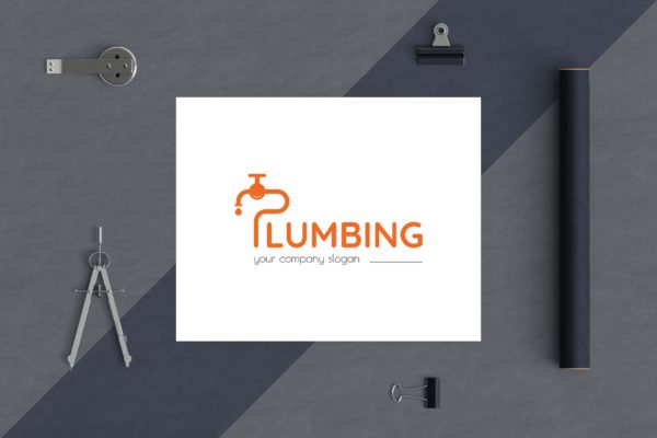 字母P图形供水设施品牌Logo设计第一素材精选模板 Plumbing Business Logo Template