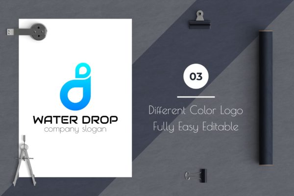 水滴几何图形创意Logo设计第一素材精选模板 Water Drop Creative Logo Template