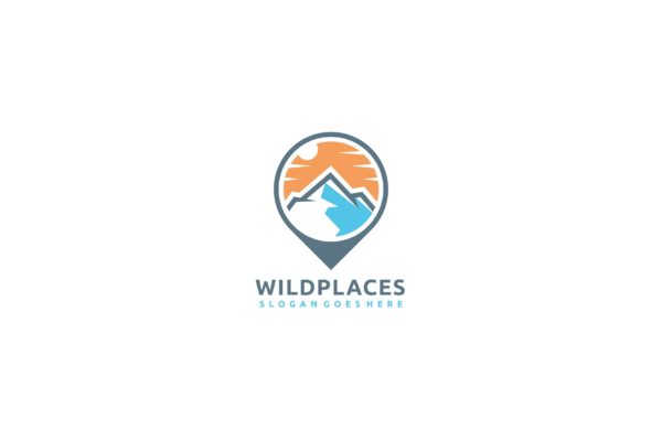 日落西山山脉图形Logo设计第一素材精选模板v2 Wild Places Logo