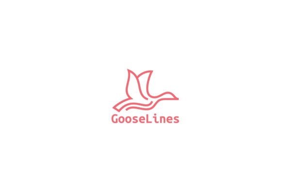天鹅简笔画线条图形Logo设计第一素材精选模板 Goose Lines Logo