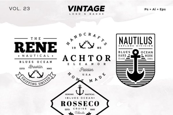 欧美复古设计风格品牌第一素材精选LOGO商标模板v23 Vintage Logo & Badge Vol. 23