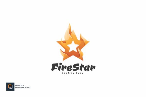 火焰五角星几何图形Logo设计蚂蚁素材精选模板 Fire Star – Logo Template