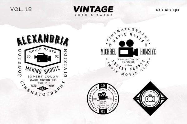 欧美复古设计风格品牌第一素材精选LOGO商标模板v18 Vintage Logo & Badge Vol. 18