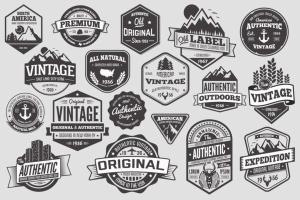 18个复古设计风徽章&品牌商标Logo设计第一素材精选模板 18 Vintage Badges and Logos