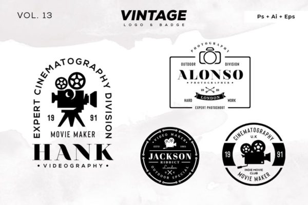 欧美复古设计风格品牌第一素材精选LOGO商标模板v13 Vintage Logo & Badge Vol. 13