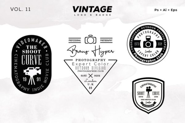 欧美复古设计风格品牌第一素材精选LOGO商标模板v11 Vintage Logo & Badge Vol. 11