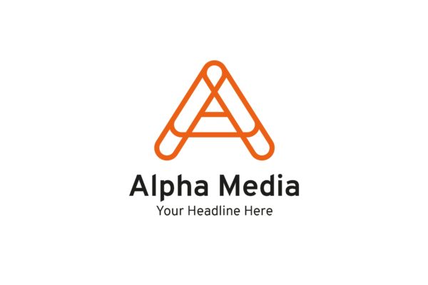 字母A创意Logo设计第一素材精选模板 Alpha Media – A letter logo
