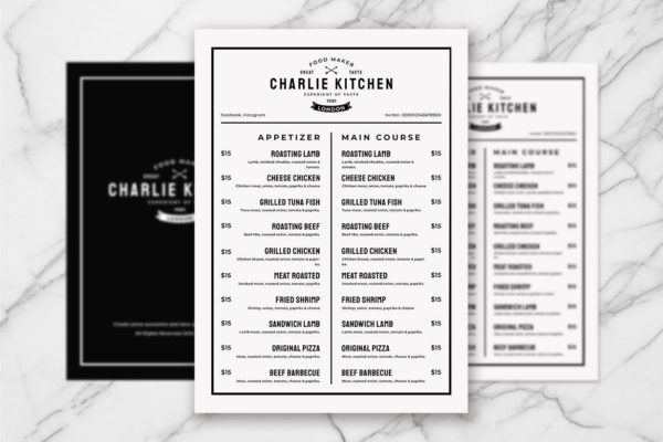 简约风西式餐厅蚂蚁素材精选菜单模板v09 SGM – Food Menu.09