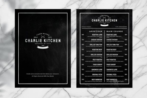 黑板画风格西餐厅蚂蚁素材精选菜单模板v09 Blackboard Food Menu. 09