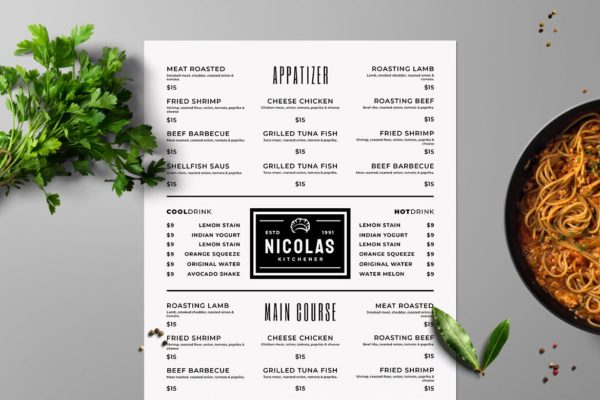 简约风西式餐厅第一素材精选菜单模板v16 SGM – Food Menu. 16