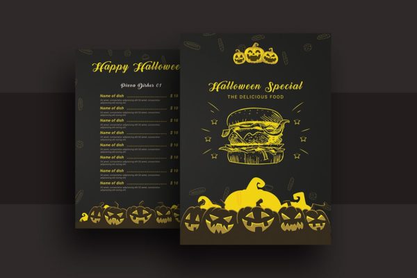 万圣节特色餐厅菜谱蚂蚁素材精选菜单模板v2 Halloween Special Restaurant Food Menu V-2