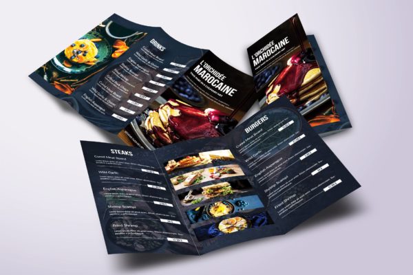 A4&美国信纸尺寸三折页餐厅点餐菜牌设计模板 Fresh Minimal Trifold A4 & US Letter Food Menu