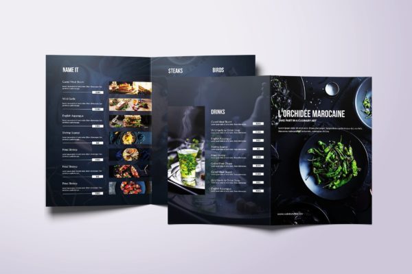 A4&美国信纸尺寸餐厅折页点餐菜牌设计模板 Fresh Minimal Bifold A4 & US Letter Food Menu