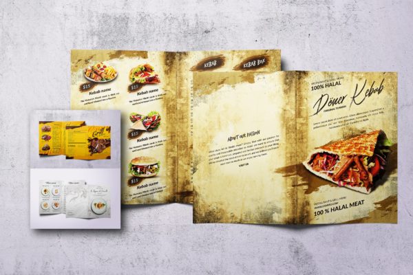 不同国家餐馆双页第一素材精选菜单模板合集 Different Countries Bifold Food Menu Bundle