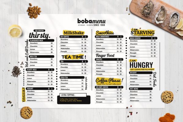 西式咖啡店/面包店/蛋糕店第一素材精选菜单模板v6 Resto Food Menu Vol. 6