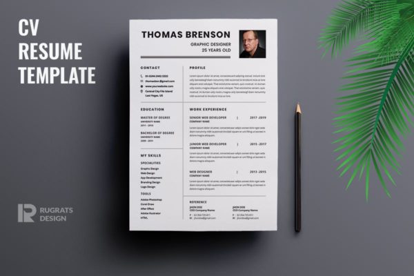 极简版式设计风格设计师简历模板 Minimalist CV  Resume R23 Template