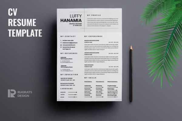 极简CV简历&介绍信设计模板 Minimalist CV  Resume R25 Template