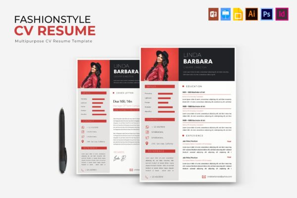 时尚设计风格个人履历表&介绍信模板 Fashionstyle | CV & Resume Template