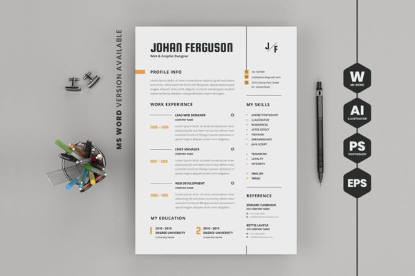 网站&平面设计师应聘简历模板 CV Resume