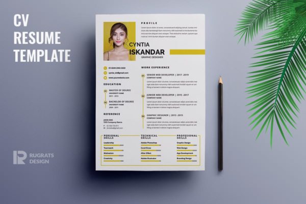 极简主义创意版式设计电子简历模板 Minimalist CV  Resume R22 Template