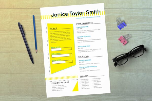 复古设计风格InDesign简历模板 InDesign Resume Template (Retro)