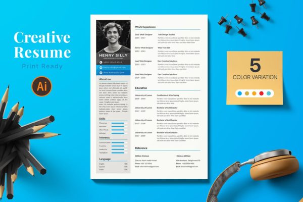 网站设计师&开发工程师简历/介绍信模板 CV Resume