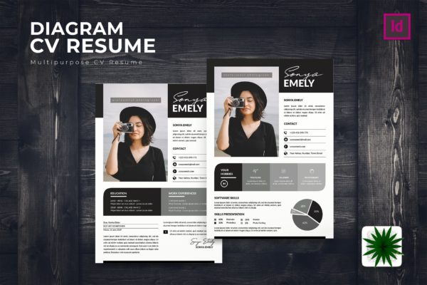 多用途个性设计电子简历&推荐信模板 Diagram CV Resume