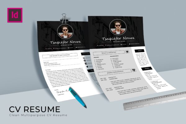 视频剪辑师介绍信&第一素材精选简历模板 Freebie CV Resume