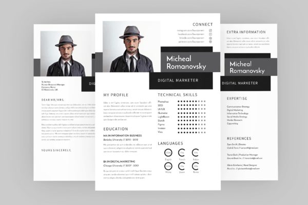 数字营销经理蚂蚁素材精选简历模板 Micheal DIgital Resume Designer