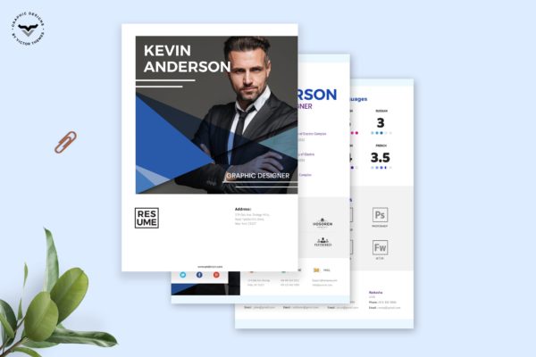 高级设计师创意个人简历排版设计模板 Professional CV Template