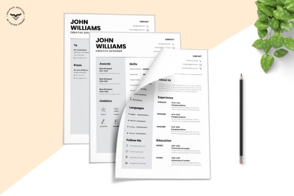 创意设计师极简主义风格蚂蚁素材精选简历模板 Minimal CV Template