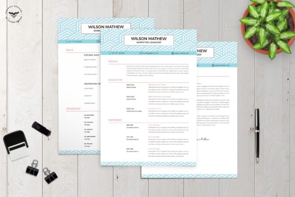 市场营销职位应聘简历＆介绍信模板 Creative CV Template