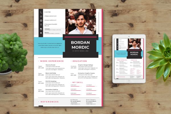 桥梁接驳排版风格履历表简历表设计模板v77 Cv / Resume Vol. 77