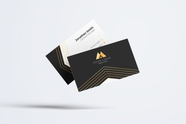 高端金箔线条设计风格企业第一素材精选名片模板v69 Business Card Template.v69