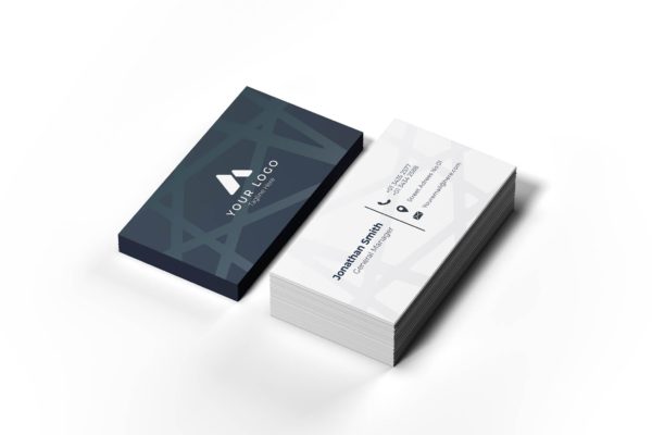 简约几何线条水印背景企业第一素材精选名片模板v2 Business Card Template.v2