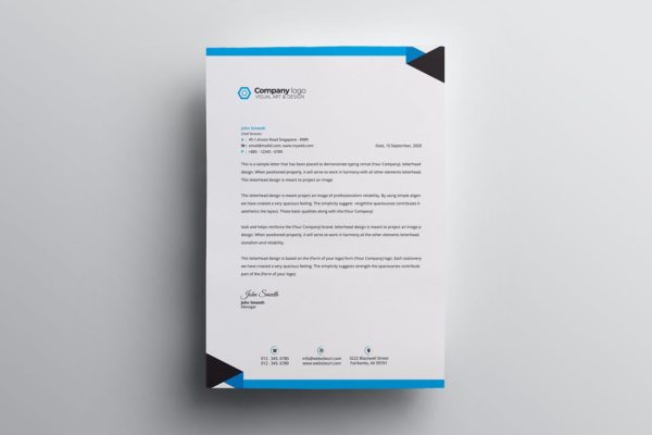 极简风格企业信纸信笺设计模板 Letterhead