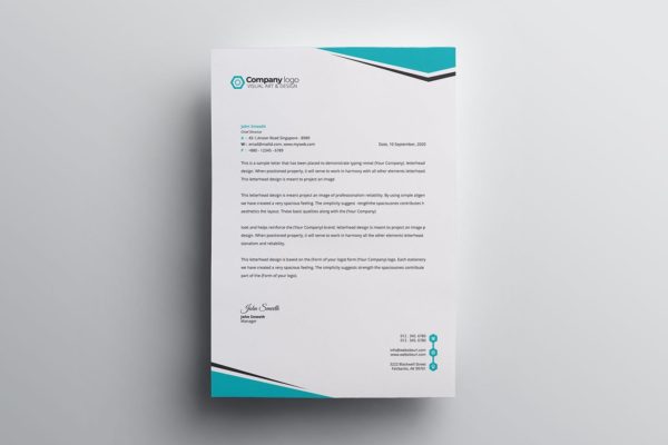 标准实用简约风企业信笺信纸设计模板 Letterhead